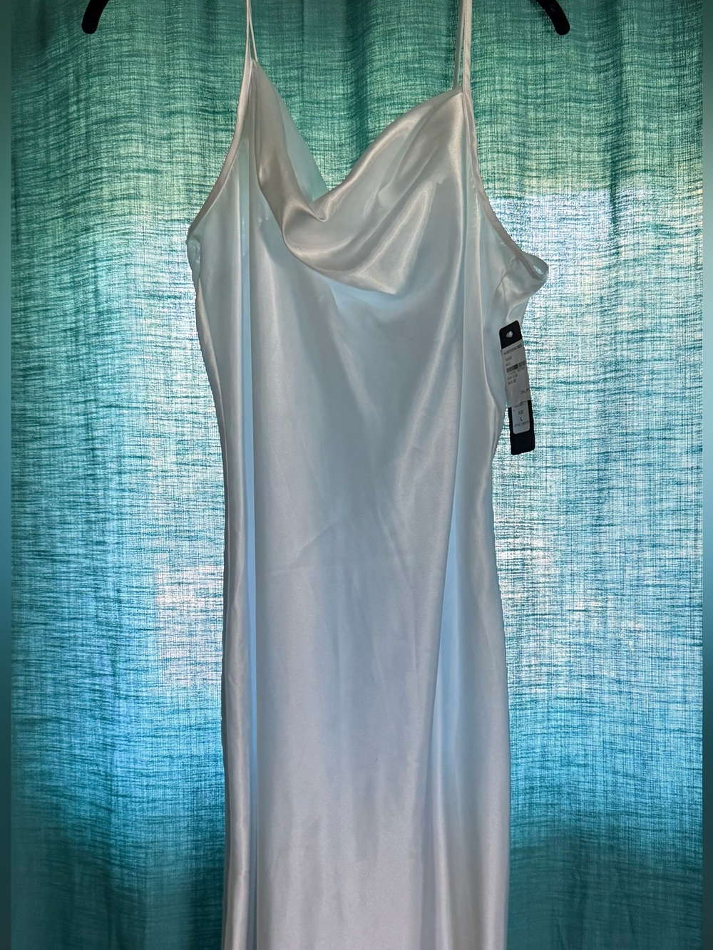 bebe White Satin Cowl Maxi Slip Dress